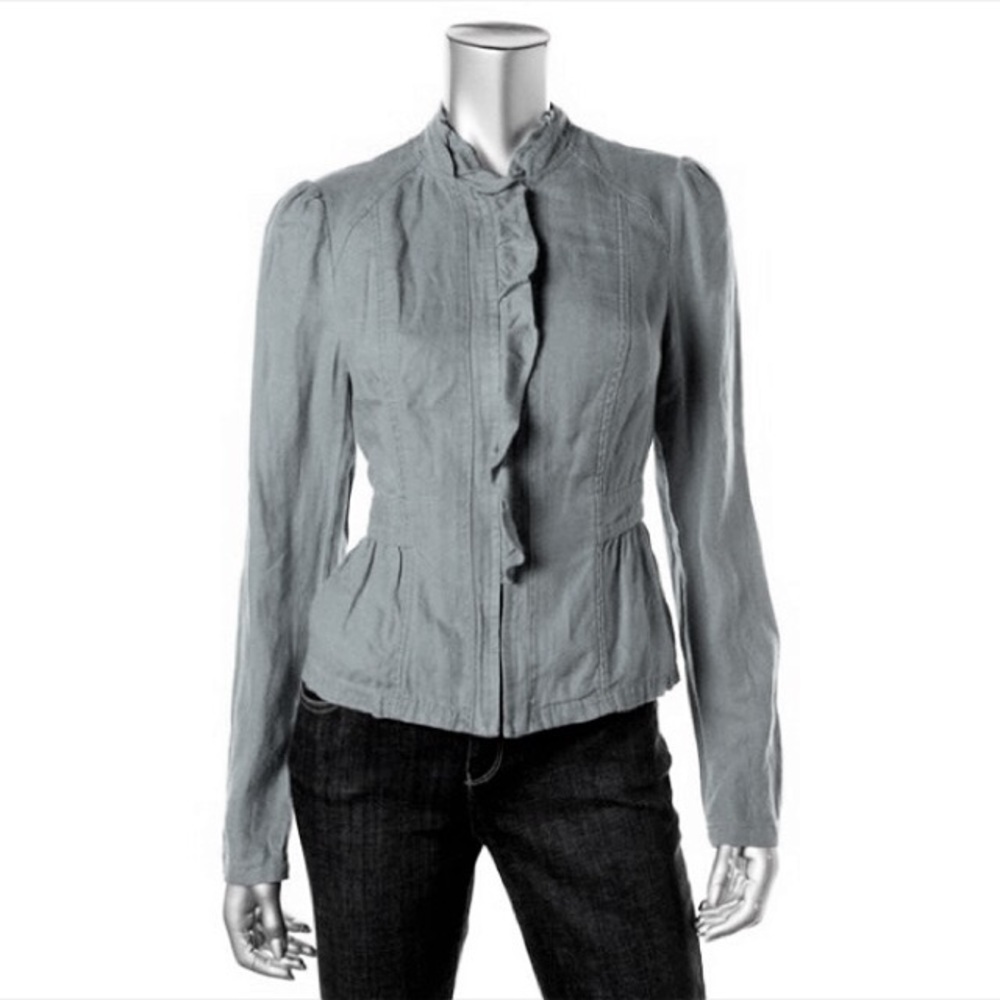 INC✨100% Linen✨ ADORABLE ruffled zip-up jacket✨
